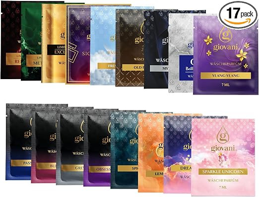 Giovani Wäscheparfüm Proben | Set mit 17 × 7 ml Duftproben | Premium Wäscheduft | Beliebte & ... | Amazon (DE)