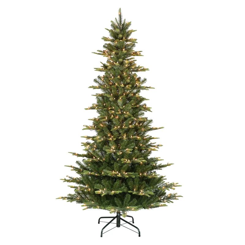 Pre-Lit Slim Aspen Green Fir Artificial Christmas Tree with Warm White Lights | Wayfair North America
