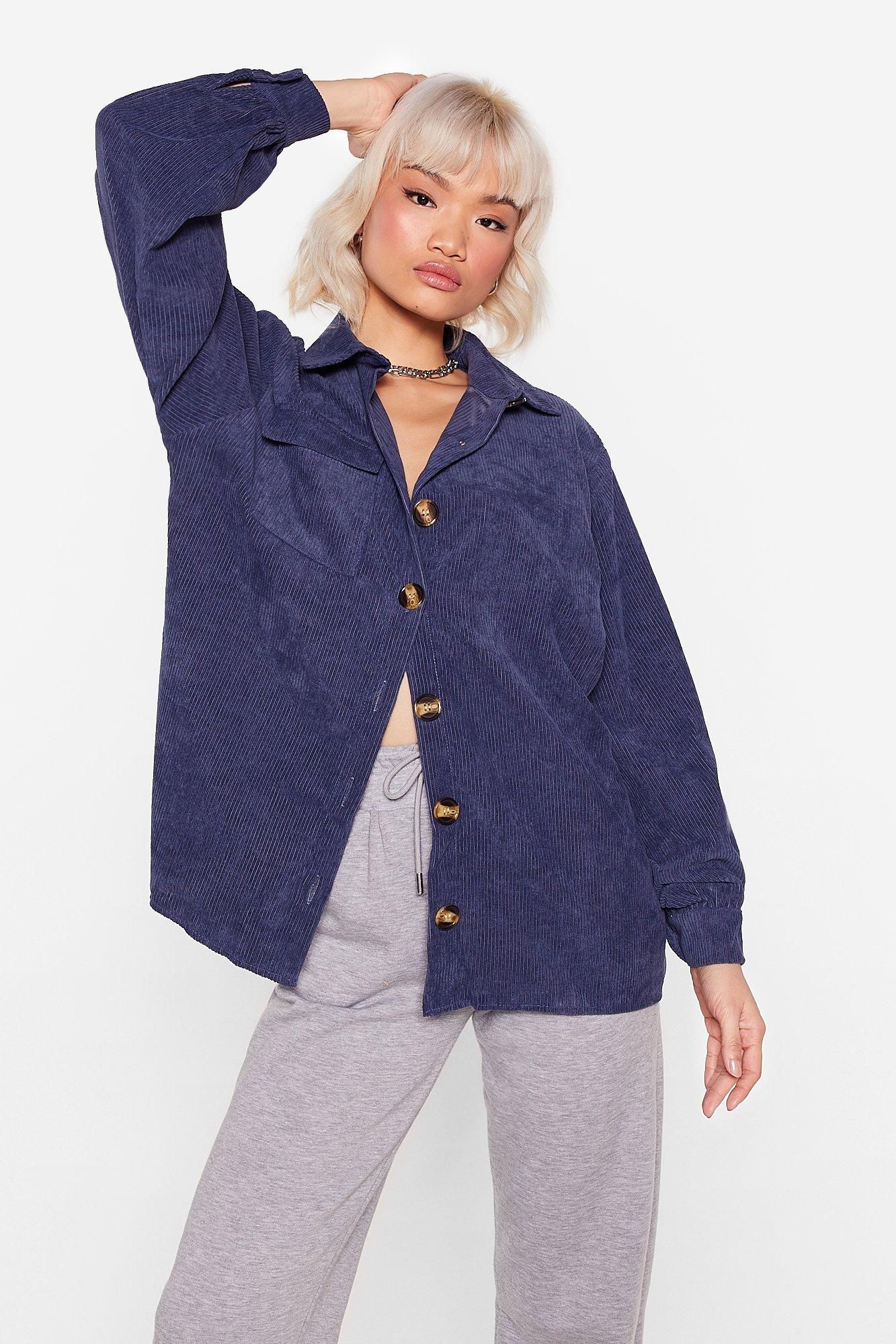 Womens Don't Texture Back Oversized Corduroy Shirt - Denim | NastyGal (US & CA)