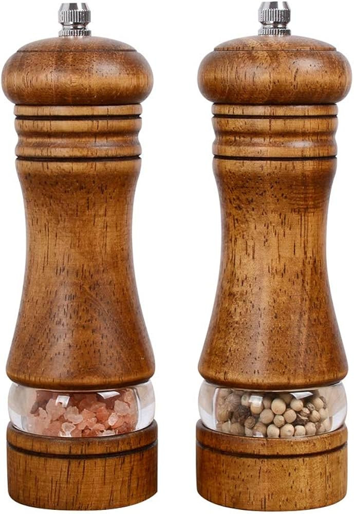 Haomacro Pepper Grinder, Wood Salt and Pepper Grinder Mills Sets, Classic Manual Salt Grinder Ref... | Amazon (US)