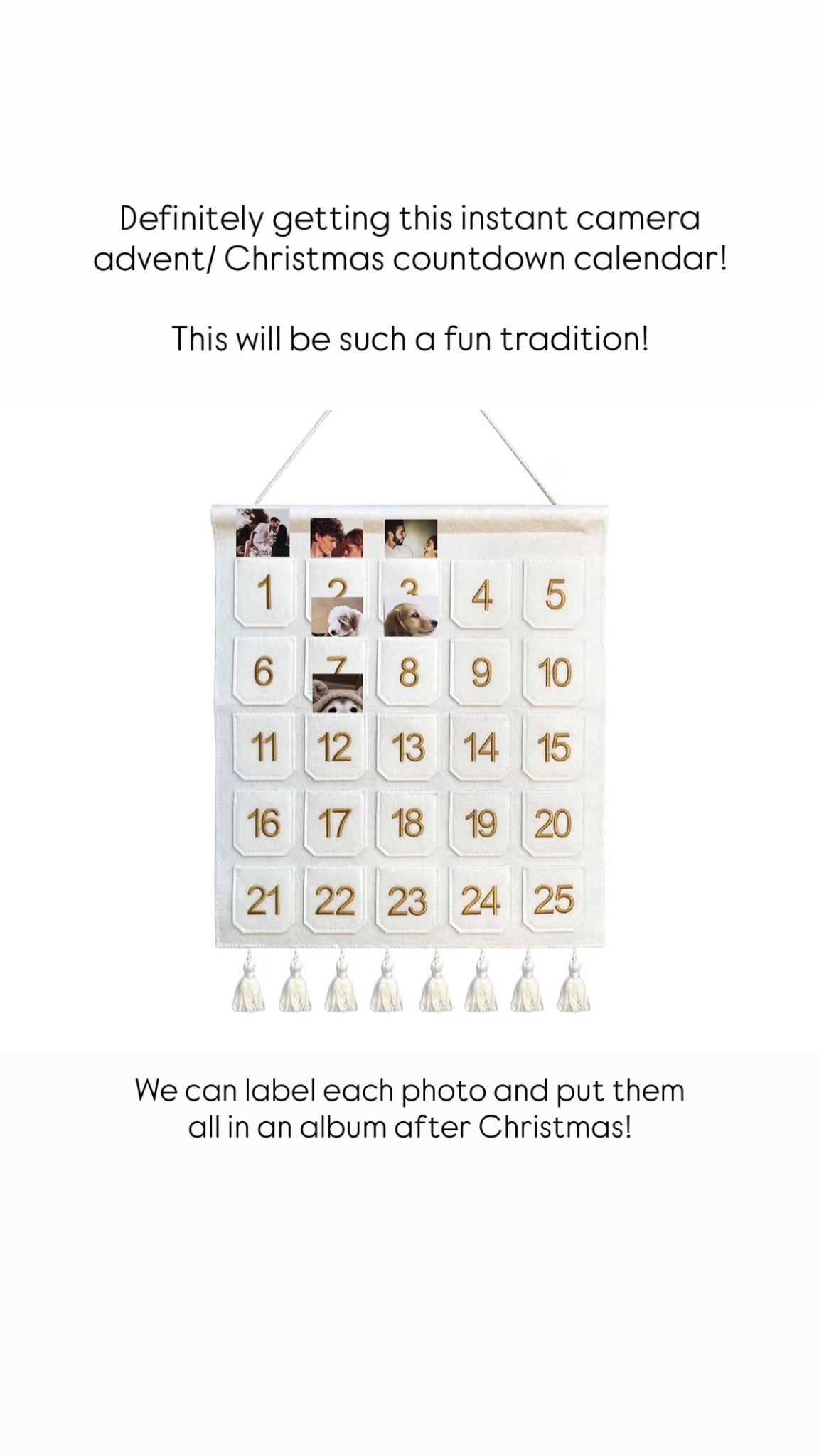 One cyber weekend deal I’m DEFINITELY buying? This instant photo advent/ Christmas countdown calendar! This will be such a fun tradition to start, and each year after Christmas we will put the photos into an album! 

#LTKHoliday #LTKGiftGuide #LTKCyberWeek