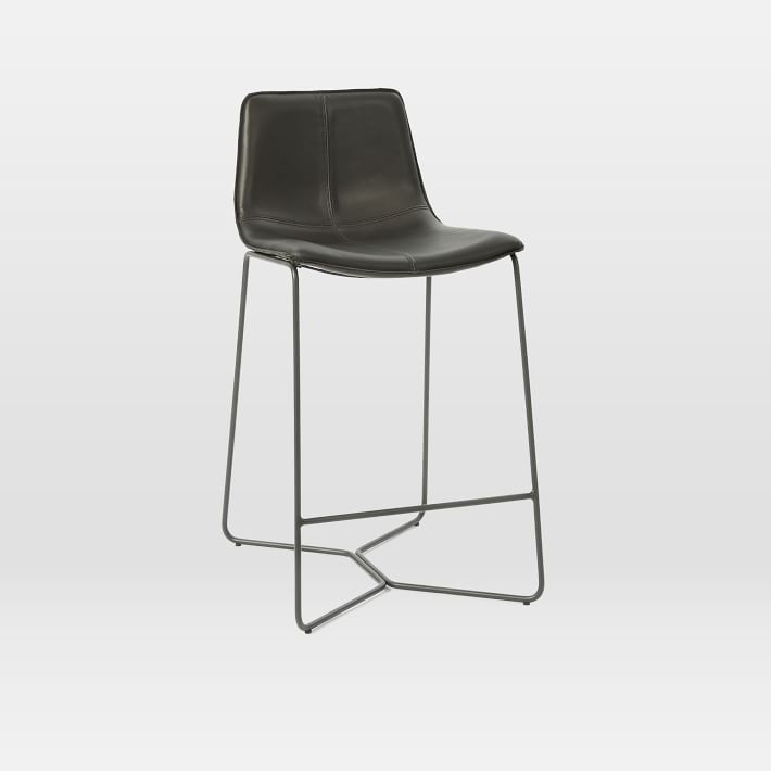 Slope Leather Bar & Counter Stools | West Elm (US)