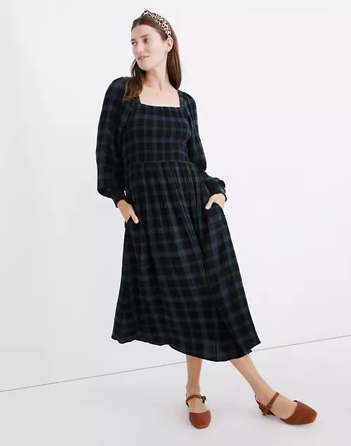 Lightspun Lucie Long-Sleeve Smocked Midi Dress in Livonia Plaid | Madewell