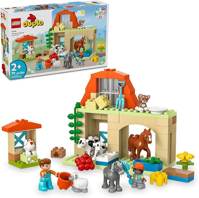 LEGO DUPLO Town Caring for Animals at The Farm Learning Toy for Toddlers, Farmhouse with Horse, C... | Amazon (US)