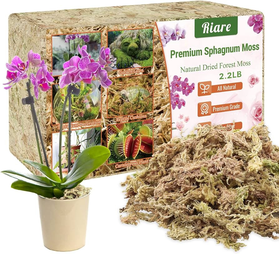 Riare 2.2 LB Premium Sphagnum Moss for Plants- 40QT Natural Long Fibered Sphagnum Peat Moss for P... | Amazon (US)