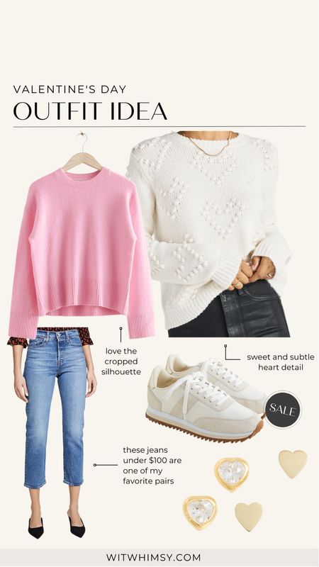Valentine’s Day outfit:
Pink sweater
Heart sweater
Levi’s jeans
Neutral sneaker
Heart earrings 

#LTKfit #LTKSeasonal