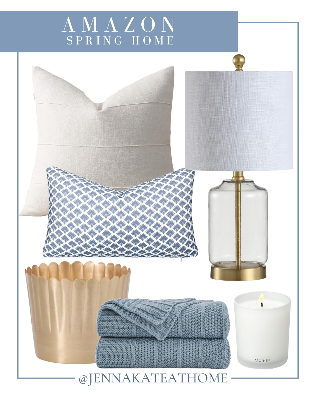 Amazon spring home finds include gold table lamp, throw pillows, gold planter, throw blanket, and candle.

Home decor, spring home decor, looks for less, coastal home

#LTKSaleAlert #LTKSeasonal #LTKHome