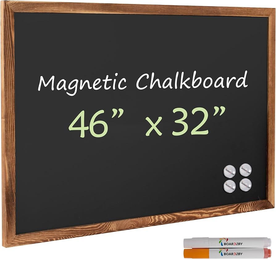 Large Magnetic Chalkboard Black Board 46 x 32 in, Rustic Brown | Amazon (US)
