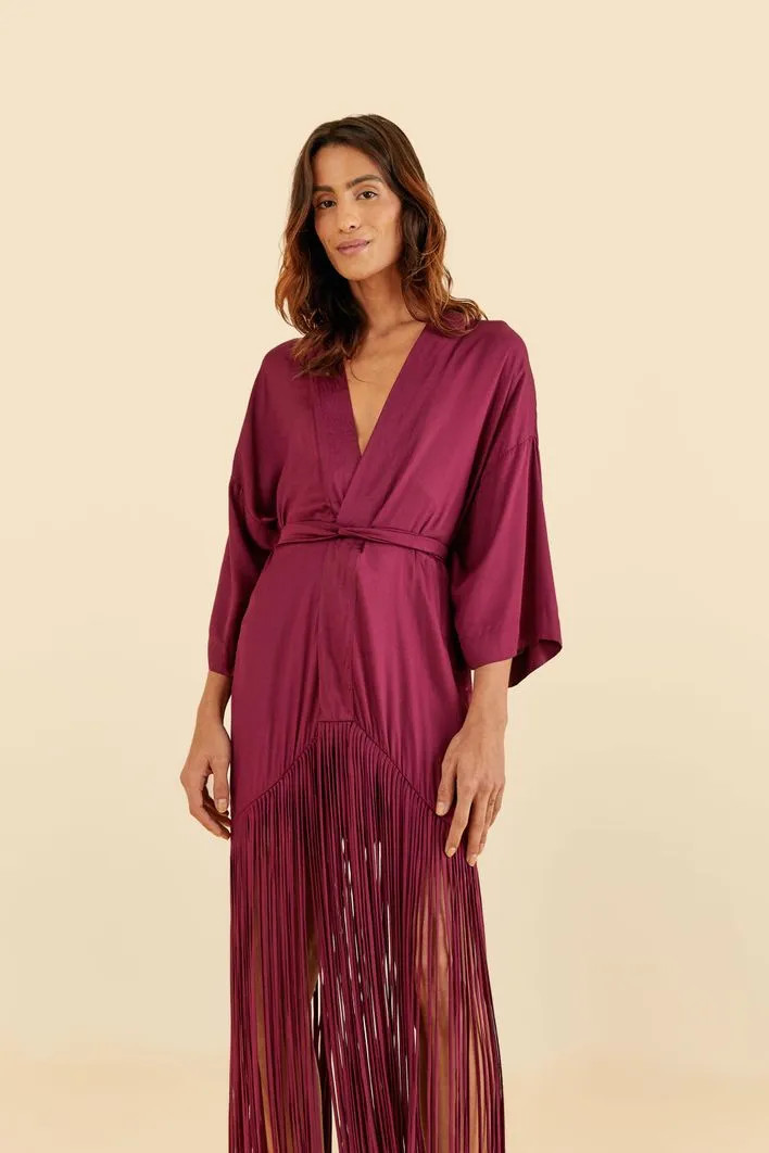 Maxi Kimono Cetim Franjas | Farm Rio (BR)