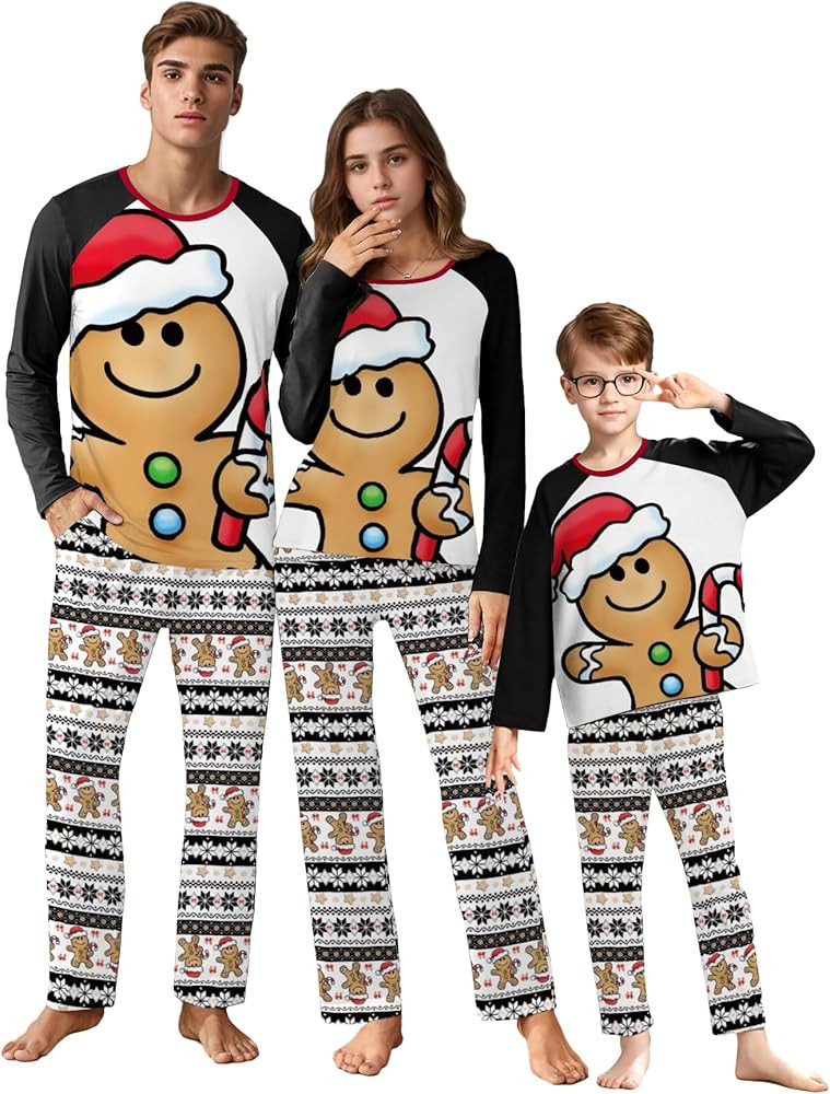 IFFEI Matching Family Pajamas Sets Christmas PJ's Letter Print Top and Plaid Bottom Sleepwear Jam... | Amazon (US)