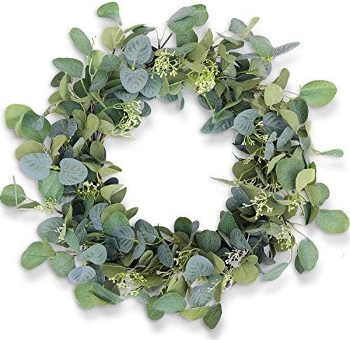 HomeKaren Eucalyptus Wreaths for Front Door 20", Handmade Green Leaves Wreath for Summer, Spring and | Amazon (US)