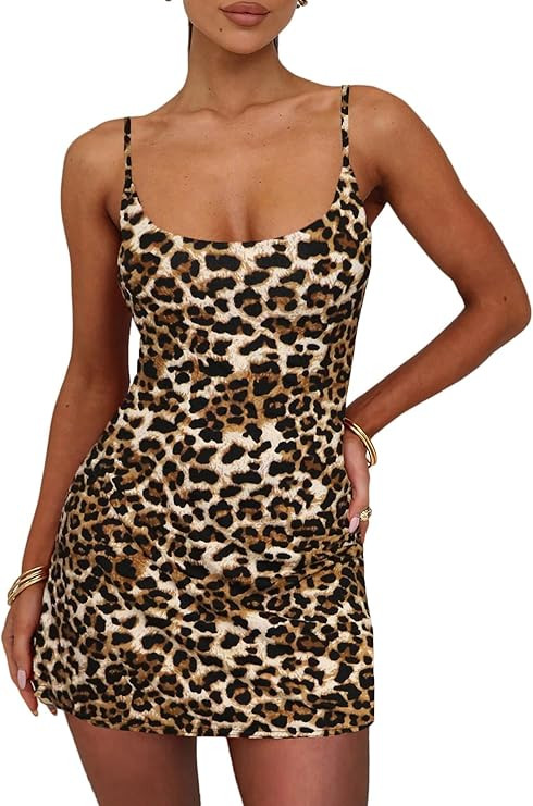 Women's Mini Y2K Romper Dresses - Spaghetti Strap Summer Casual Tennis Boho Skort Dress with Shor... | Amazon (US)