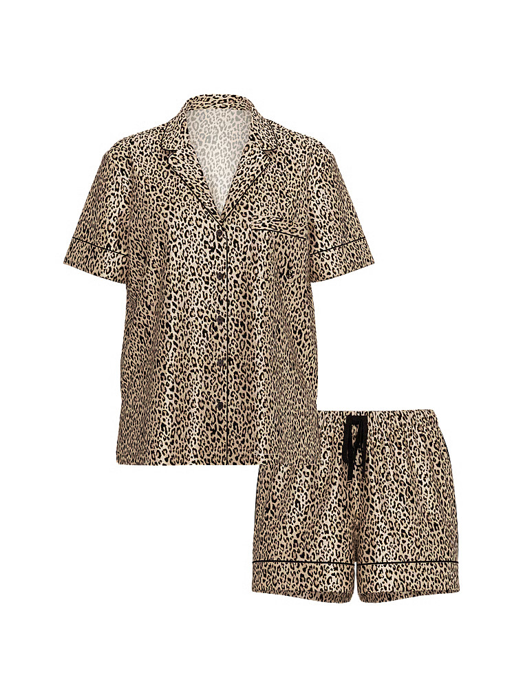Buy Glazed Satin Short Pajama Set, Marzipan Leopard - Order Pajamas Sets online - Victoria's Secr... | Victoria's Secret (US / CA )