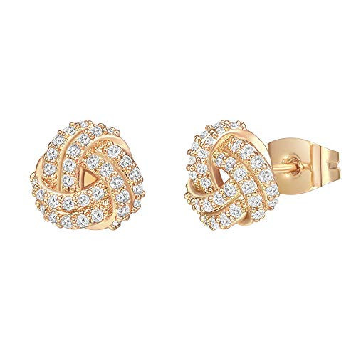PAVOI 14K Gold Plated 925 Sterling Silver Post Cubic Zirconia Love Knot Stud Earrings, 14K Gold Plated in Yellow Gold | Amazon (US)
