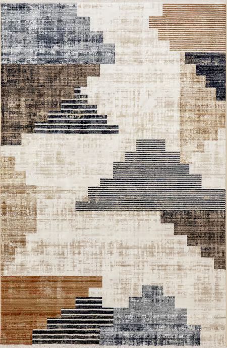 Beige Tani Vintage Blocks 8' x 10' Area Rug | Rugs USA