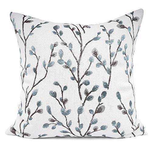 YOUR SMILE Classical Embroidery Jacquard Teal Leaf Pattern Square Decorative Throw Pillow Case Cu... | Amazon (US)