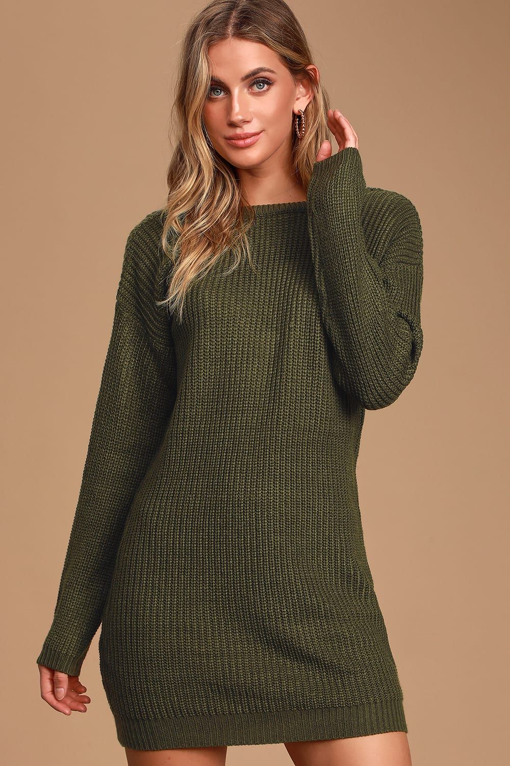 Bringing Sexy Back Olive Green Backless Sweater Dress | Lulus (US)