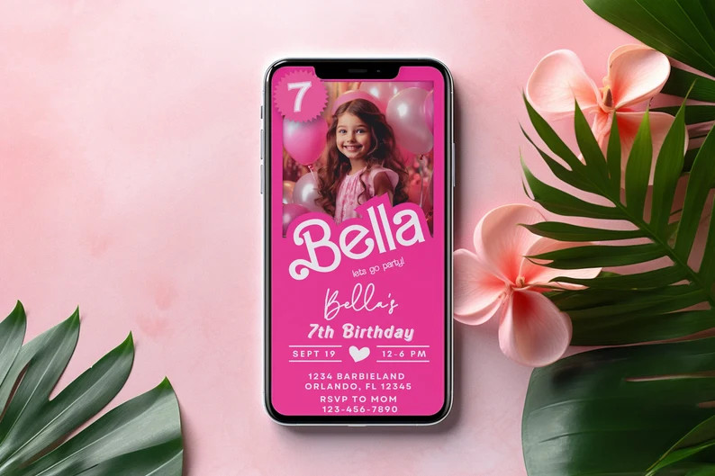 Doll Party Invitation Doll Birthday Party Hot Pink Birthday Party Invitation Pink Doll Birthday I... | Etsy (US)