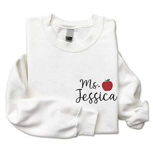 Personalized Teacher sweatshirt, Embroidered Teacher Name Crewneck Sweatshirt, new teacher Gift f... | Amazon (US)