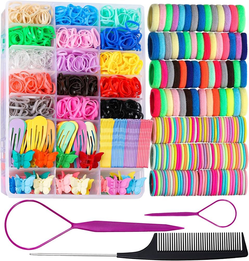 Teenitor Elastic Hair Ties, Hair Accessories for Girls, Colorful Baby Elatic Hair Bands Set with ... | Amazon (US)