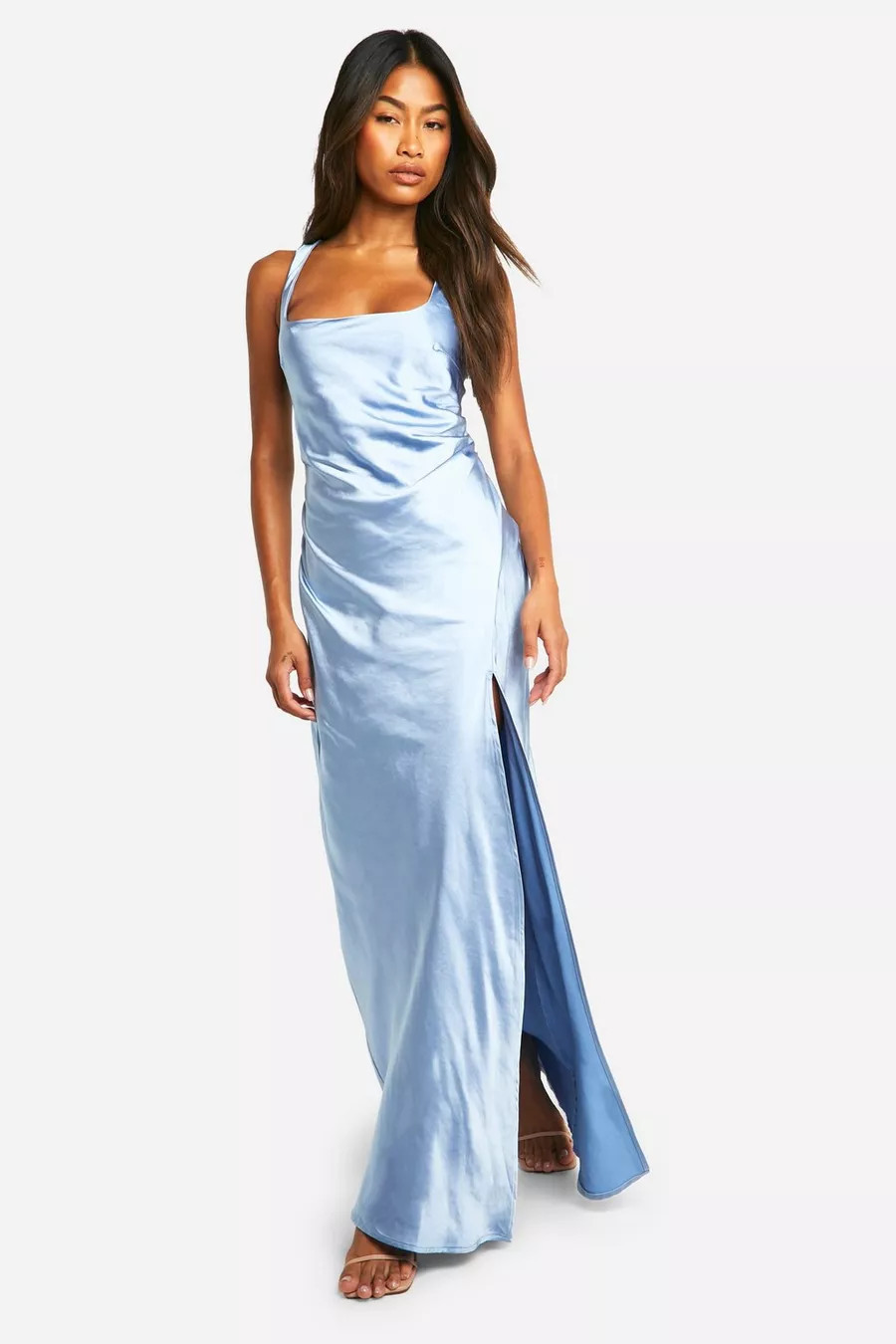 Bridesmaid Satin Square Neck Maxi Dress | boohoo (US & Canada)