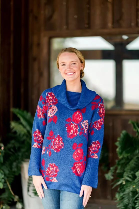 The Pioneer Woman Floral Jacquard Cowl Neck Sweater, Womens | Walmart (US)