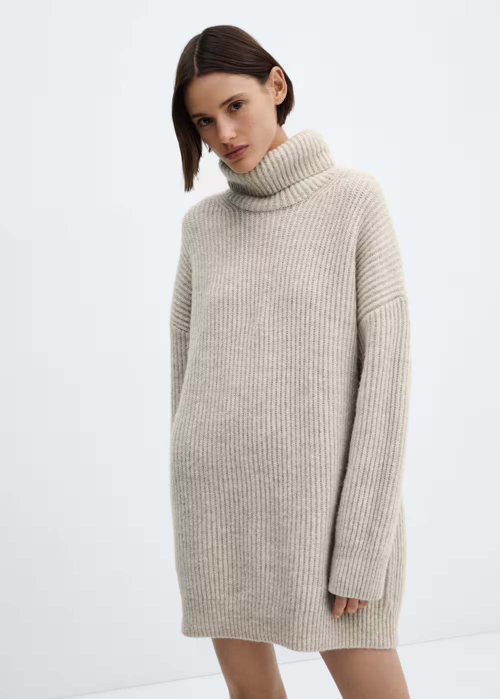 Ribbed turtleneck dress | MANGO (US)