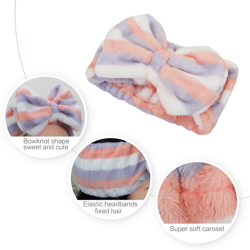 Amazon.com: Shintop Women Fashion Lovely Soft Carol Fleece Bowknot Bow Makeup Cosmetic Shower Ela... | Amazon (US)