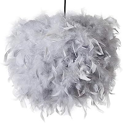 INNOTECK Hand-Made Rich Feather Ceiling Lamp Grey. Contemparary Style Pedant Light Decorative Dro... | Amazon (UK)