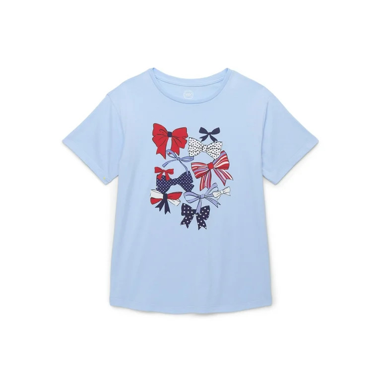 Wonder Nation Girls Graphic Americana Bows Graphic Tee with Short Sleeves, Sizes 4-18 - Walmart.c... | Walmart (US)