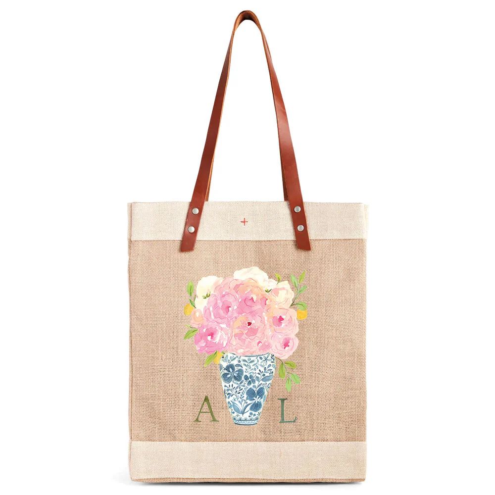 Market Tote in Natural Bouquet with Porcelain Vase by Amy Logsdon | Apolis