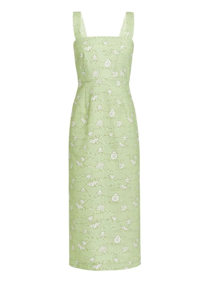 Long Slip Dress in Lime Shell | Over The Moon