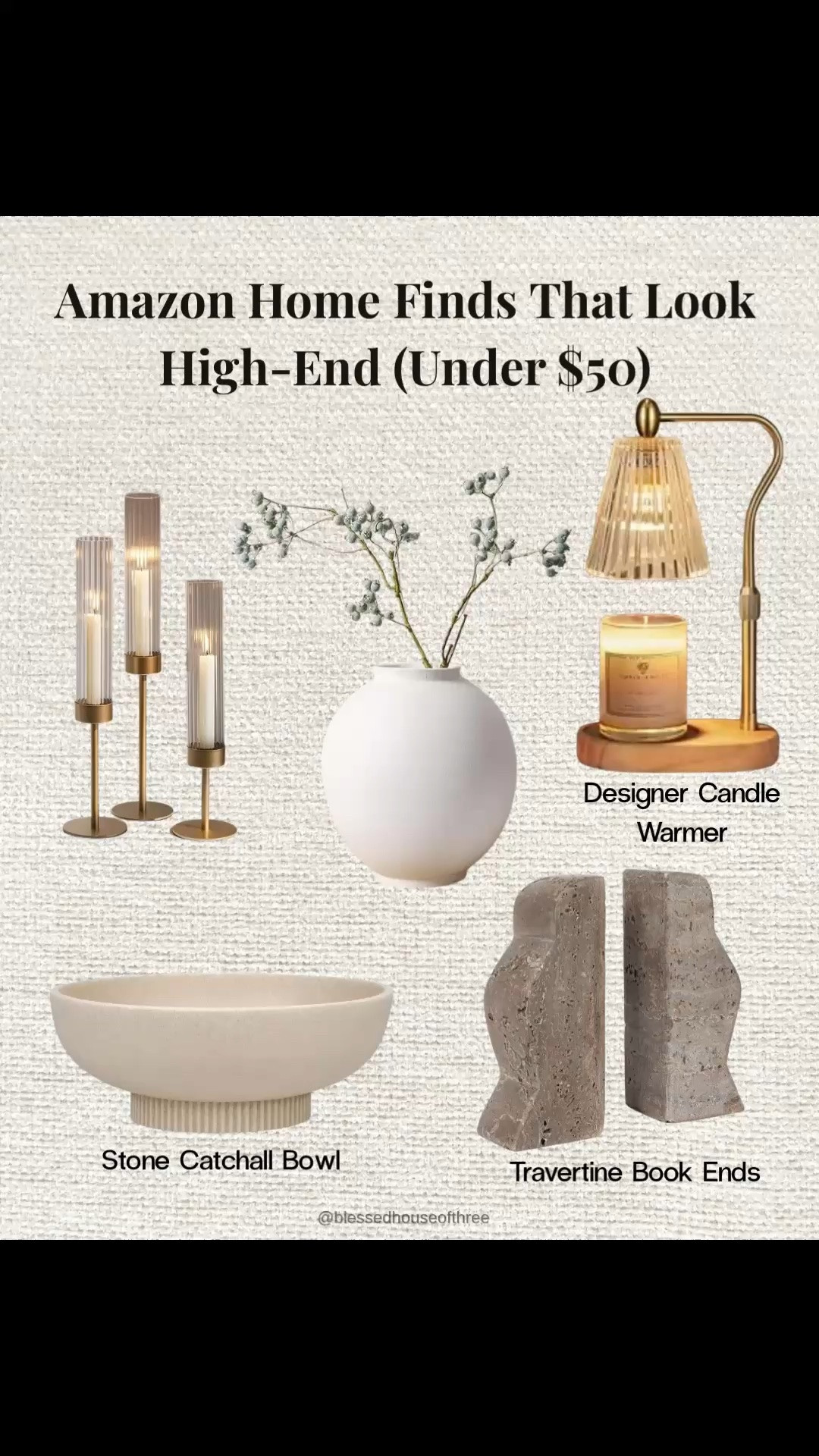 Amazon home finds that look high-end (all under $50) 🤍 These organic modern home decor pieces are perfect for creating a neutral, elevated space without the designer price tag—from travertine bookends and a stone catchall bowl to a designer-style candle warmer and marble accents. If you love minimal, cozy, high-end home decor on a budget, these are such good finds for styling coffee tables, shelves, and consoles. Minimalist home decor high impact finds for less than $50. 

Follow me and tap the bell to subscribe on LTK for daily home decor, Amazon finds, and affordable outfit ideas.

#LTKHome #LTKSaleAlert #LTKSeasonal
