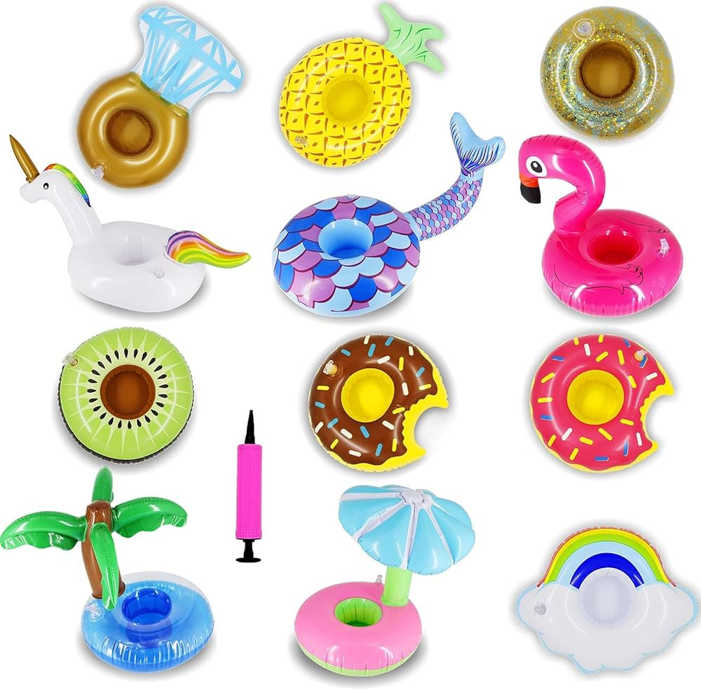 Zcaukya 12 Pack Inflatable Floating Drinking Holders, Drink Floats Inflatable Cup Coasters for Po... | Amazon (US)