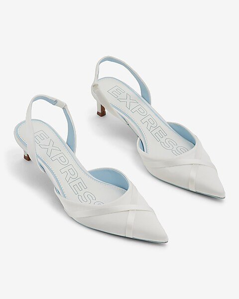 Ribbon Toe Slingback Kitten Heel Pumps | Express