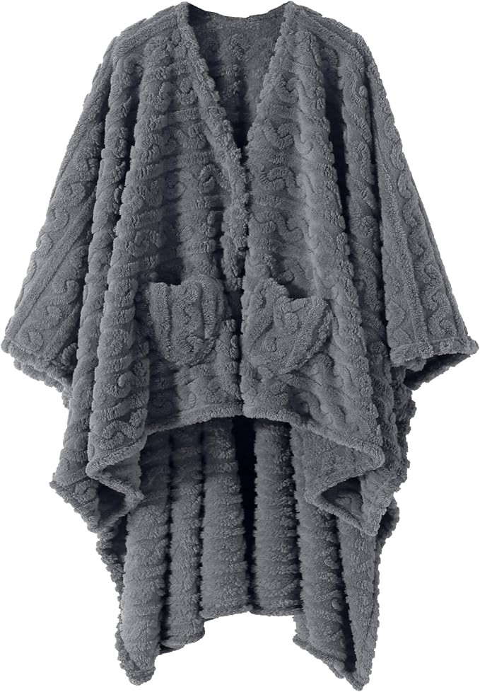 Wearable Blanket Sherpa Fleece Shawl Blanket with Pockets Blanket Poncho Cape for Adults, Cozy Sh... | Amazon (US)