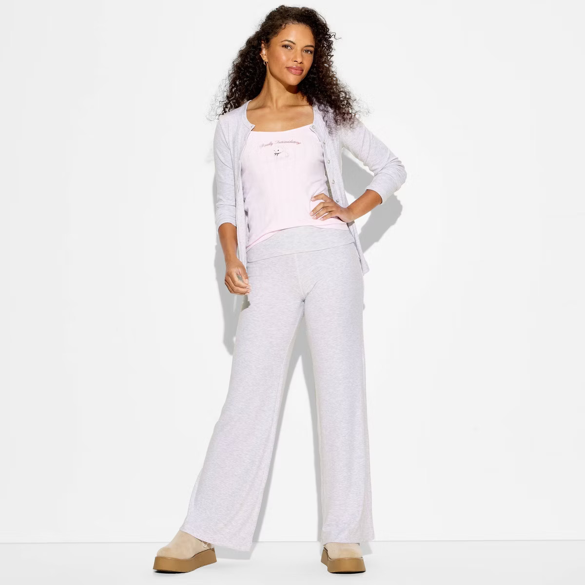 Women's Mid-Rise Wide Leg Cozy Pull-On Pants - Wild Fable™ Gray XS | Target