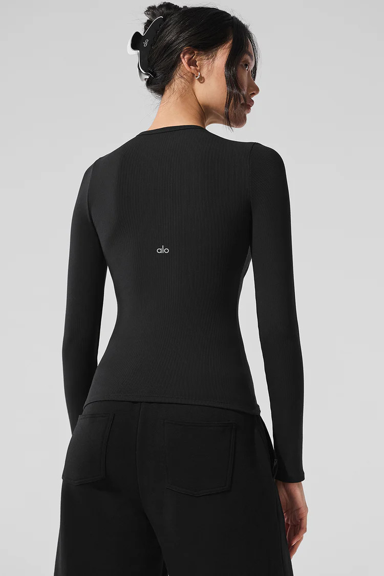 Ribbed Modal Long Sleeve - Black | Alo Yoga (US)