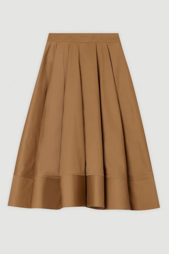 Cotton Tailored Full Skirt | Karen Millen UK + IE + DE + NL