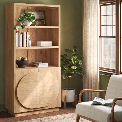 3 Shelf Bookcase with Two Drawers and Curved Handles Multicolor Naturals - Threshold™ | Target
