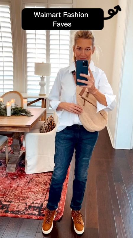 THE most comfy booties ever! And this bag gets a ton of compliments! #walmartpartner #walmartfashion sling bag. Suede boots. Comfortable boots. Booties. Casual holiday outfit. Fashionover50 Walmart finds. Casual style. Classic style  

#LTKshoecrush #LTKunder50 #LTKitbag