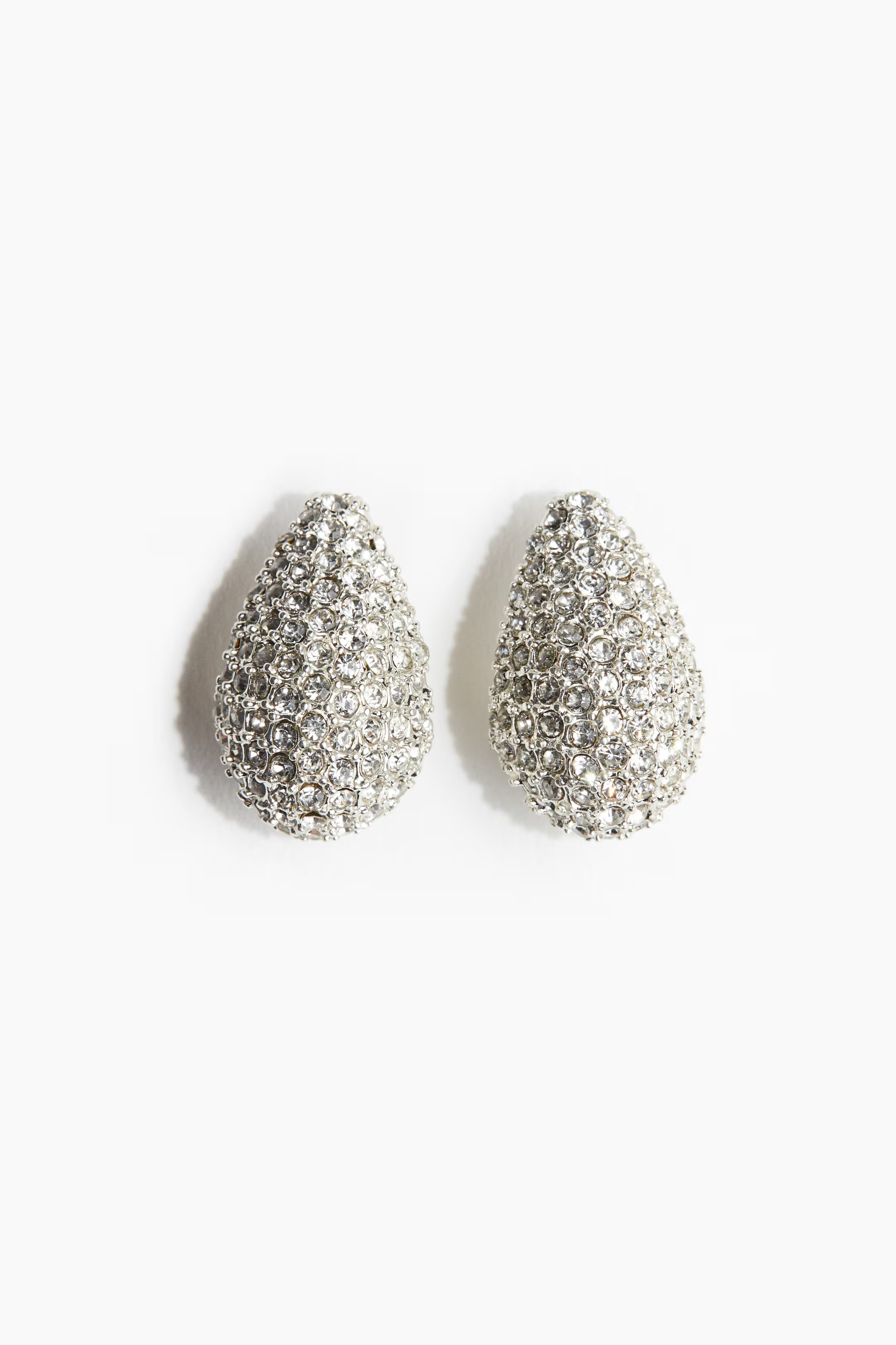 Rhinestone-decorated dome earrings - Black - Ladies | H&M GB | H&M (UK, MY, IN, SG, PH, TW, HK)