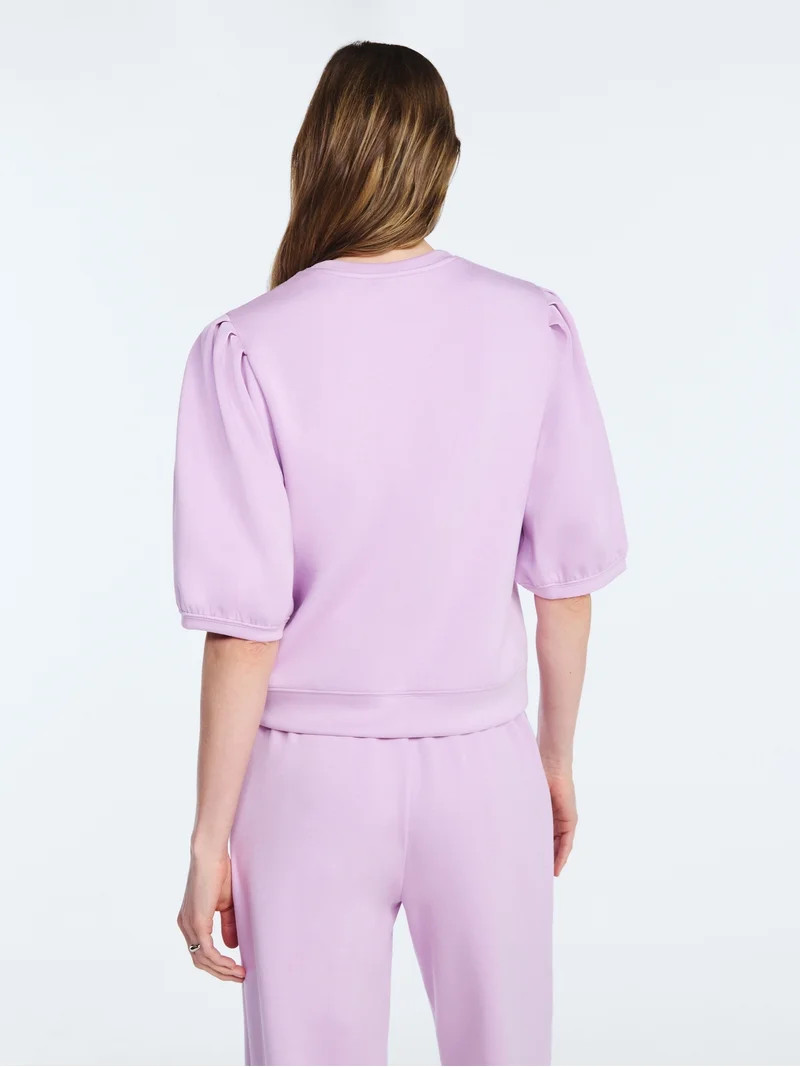 Scoop Women's and Women's Plus New Scubaknit Pleated Sleeve Top, Sizes XS-4X | Walmart (US)