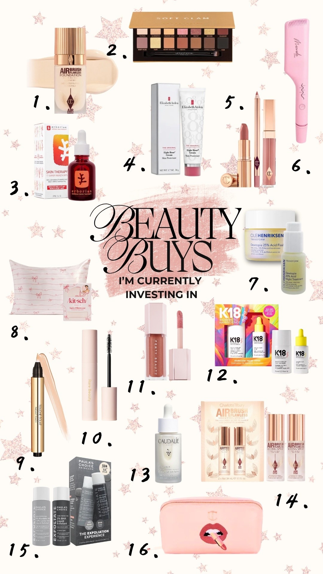 1️⃣ One of the best sellers amongst foundations so I need to try. I got quite a few products from CT they’re amazing!
2️⃣ Absolutely worth your money! Have been using this palette for years, beautiful shades+quality/price. My ride or die 🫶🏼✨
3️⃣ It should give you ‘glass skin’ and I’m highly influenced to try this!
4️⃣ Always in my bag, a cult icon for dry lips, cuticles, or even as a glossy highlight.
5️⃣ The perfect pink-nude lip combo that’s been selling so well each year — need to try this !
6️⃣ I want to buy this for Anora since she loves to have waves in her hair
7️⃣ Highly influenced to try both these!! the night serum and acid flash facial 
8️⃣ Protects hair and skin while you sleep — no frizz, no creases.
9️⃣ Instantly brightens under eyes (my weak spot 😩) and adds natural luminosity
🔟 My budget tip! Comes in 13 ml instead of the normally 8 ml for mascara’s
11️⃣ Influenced again to buy this! cult icon when it comes to lipp gloss so I need to try
12️⃣ k18 the absolute best for damaged hair! I linked a gift set to try
1 3️⃣. A cult favorite for a reason — it targets dark spots and dullness, exactly what I need 👌🏽
1 4️⃣ I can’t do without!! Keeps my makeup fresh and locked in all day.
1 5️⃣ Best seller. Clears pores and smooths texture for a consistent glow
16️⃣Has like 6 compartments within. Chic and compact — perfect for keeping your essentials organized.

#LTKStyleTip #LTKGiftGuide #LTKHoliday