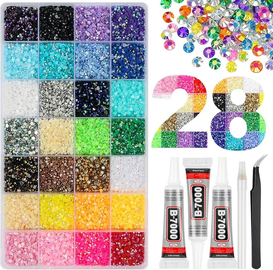 33000Pcs 28 Colors Jelly Resin Rhinestones for Bedazzling, 3mm Multicolor Flatback Gems for Craft... | Amazon (US)