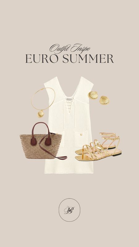 European summer outfit inspo! This J.Crew sweater dress is a summer staple! You can dress it up for dinner or down as a beach coverup. Pair it with these adorable shell earrings and gold sandals! ✨

#LTKTravel #LTKShoeCrush #LTKStyleTip