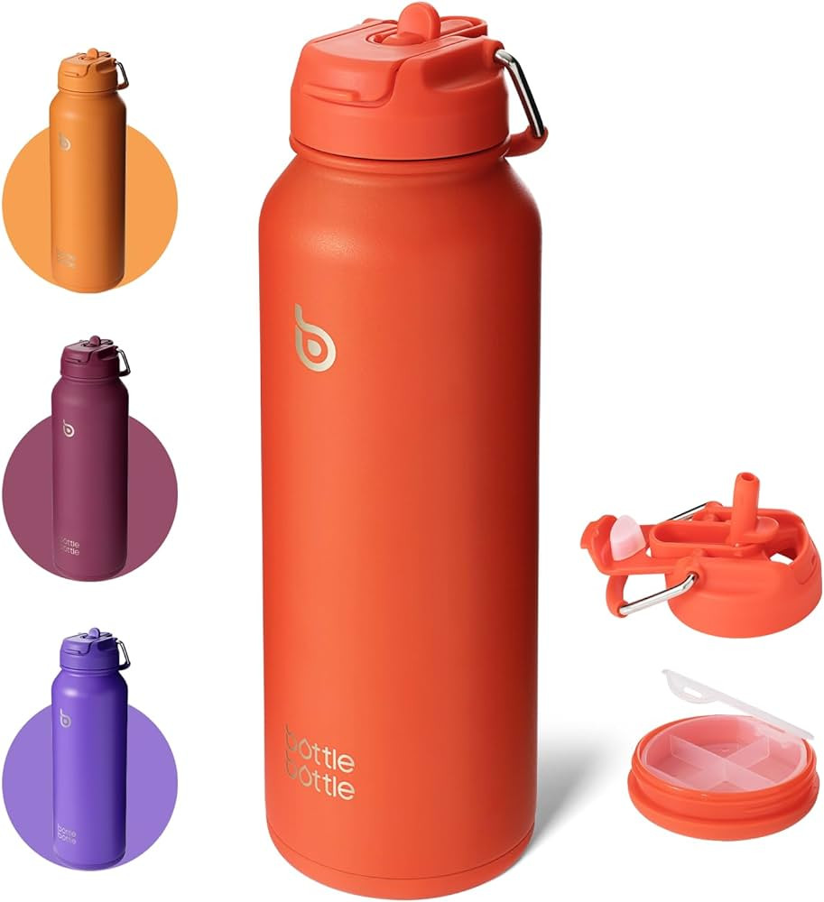 BOTTLE BOTTLE 40 oz sports water bottle stainless steel insulated water bottle with straw and pil... | Amazon (US)