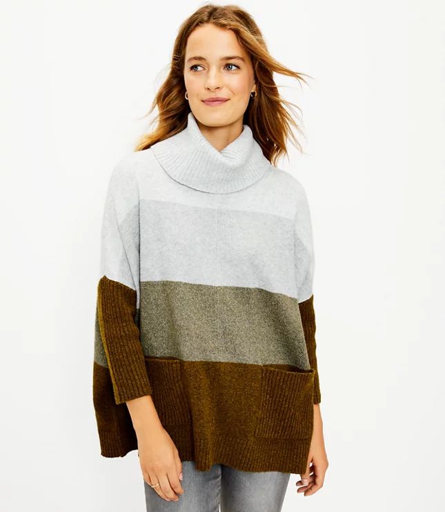 Colorblock Pocket Poncho Sweater | LOFT