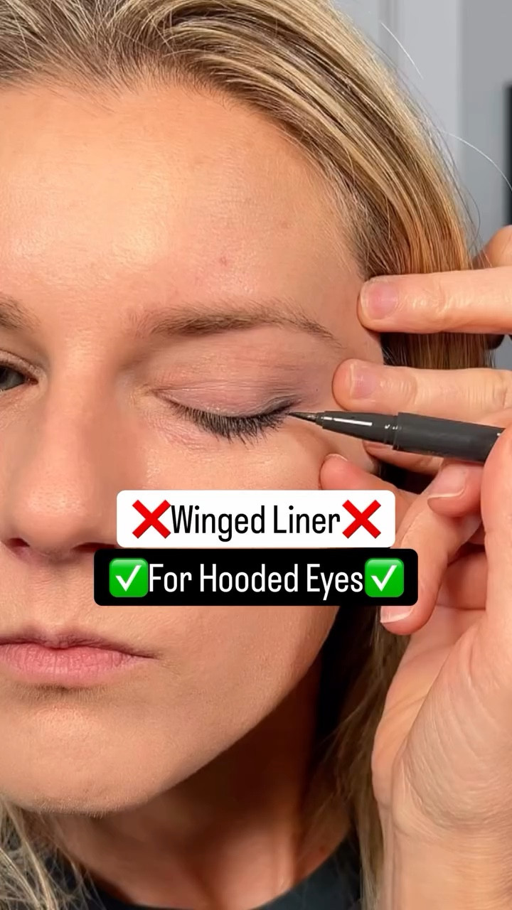 ❌Winged Liner For Hooded Eyes✅ Save & Watch more hooded eye makeup tips! 
@mykitco brush and @inglot_cosmetics gel liner 

#wingedliner #wingedlinerforhoodedeyes #makeuptips #makeuphacks #wingedeyeliner