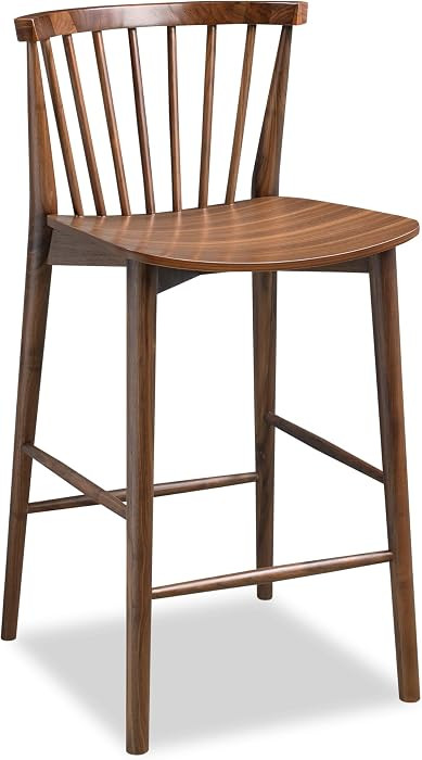 Poly & BARK Ligna Counter Stool Walnut – Mid-Century Inspired Stool with Sculpted Spindle Back ... | Amazon (US)
